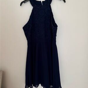 Lulu's Navy Blue Lace Mini Dress
